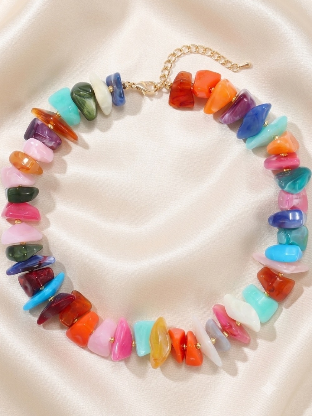 Summer Statement Multicolor Chip Necklace